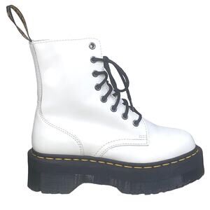 Dr. Martens Unisex Jadon White Patent Leather Platform Combat Boot Size M 5 W 6
